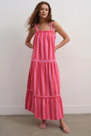 Next Red/ Stripe Square Neck Maxi Summer Dress