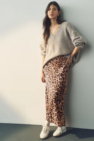Next Leopard Print Satin Midi Skirt