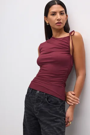 Next Burgundy Red Soft Touch Polyamide Ruched Sleeveless Top