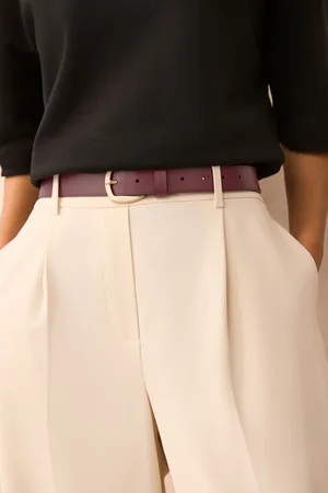 Next Burgundy Red Regular Premium Made In Italy Casual Leather Belt