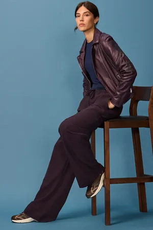 Next Burgundy Drawstring Waist Tie Front Wide Leg Trousers