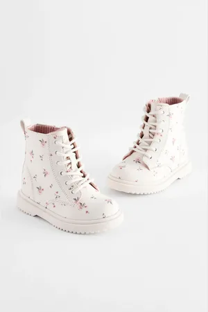 Next Neutral Standard Fit (F) Floral Lace Up Ankle Boots