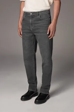 Next Charcoal Straight Fit Vintage Wash Denim Jeans