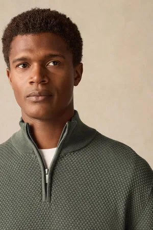 Next Texture Regular Fit 100% Cotton Premium Quarter Zip Jumper