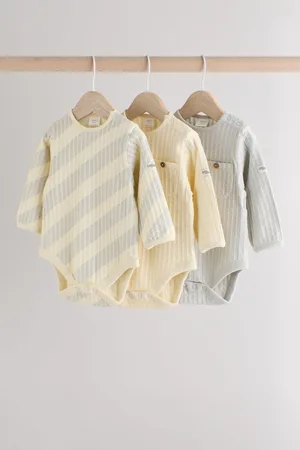 Next /Cream Baby Long Sleeve Bodysuits 3 Pack (0mths-2yrs)