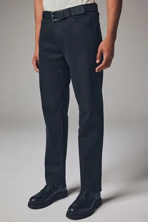 Next Straight Fit Belted Textured 5 Pocket Trousers