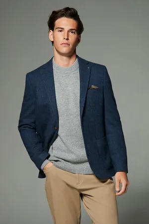 Next Regular Fit Wool Rich Herringbone Blazer