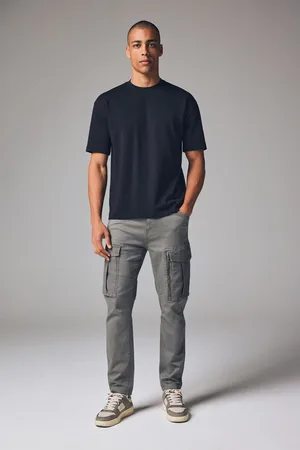 Next Pale Slim Fit Zip Detail Stretch Cargo Trousers