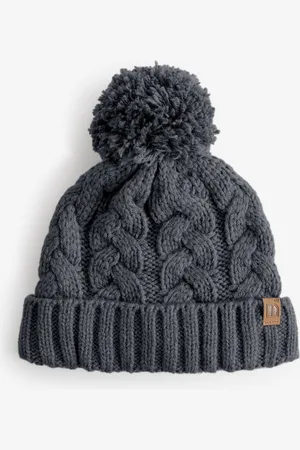 Next Charcoal Cable Knit Pom Hat (1-16yrs)