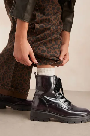 Next Burgundy Red Standard/Wide Fit Forever Comfort Lace-Up Boots