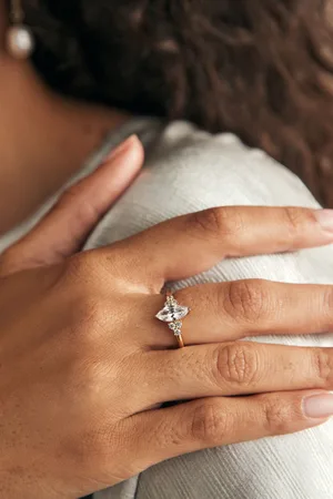 Next Gold Tone Vermeil Sterling Premium Collection Marquise Stone Ring