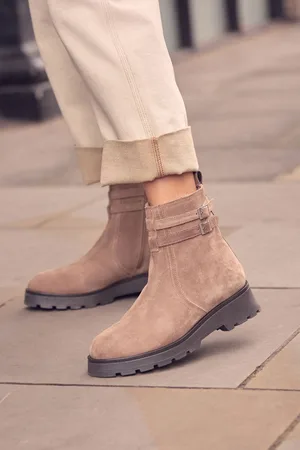 Next Standard/Wide Fit Forever Comfort Chelsea Buckle Leather Ankle Boots