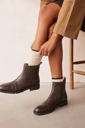 Next Chocolate Standard/Wide Fit Forever Comfort Leather Chelsea Ankle Boots