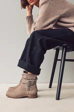 Next Mink Standard/Wide Fit Forever Comfort Leather Slouch Ankle Boots