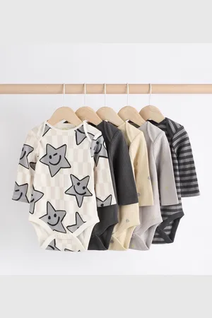 Next /White Long Sleeve Baby Bodysuits 5 Pack
