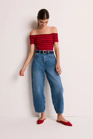 Next Dark Dart Detail Barrel 100% Cotton Jeans