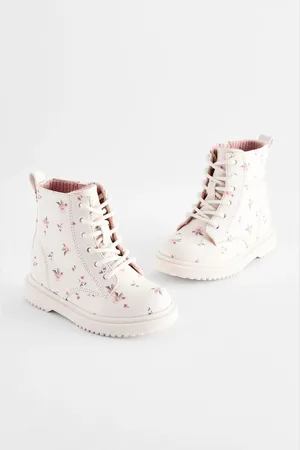 Next Neutral Wide Fit (G) Floral Lace Up Ankle Boots