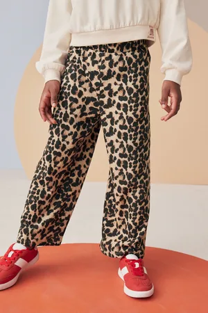 Next Leopard Print Textured Wide Leg Trousers (3-16yrs)