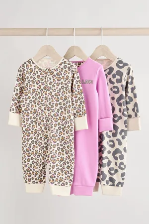 Next 100% Cotton Two Way Zip Baby Footless Sleepsuit 3 Pack (0mths-3yrs)