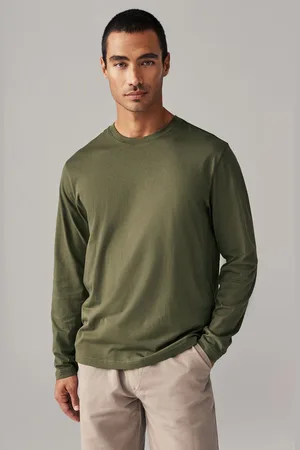 Next Khaki Regular Fit Long Sleeve Crew Neck T-Shirt