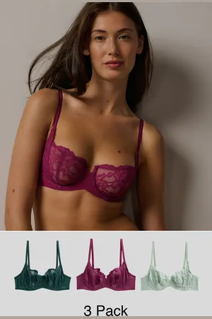 Next /Berry/Mint Non Pad Balcony Lace Bras 3 Pack A-E