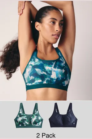 Next Print/Plain Active Sports High Impact Dry Tech Crop Tops B-G 2 Pack