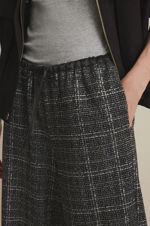 Next Boucle Sparkle Check Wide Leg Trousers