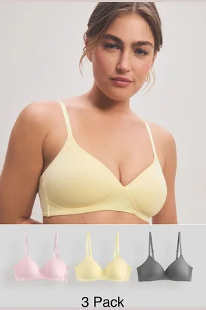 Next Yellow/ Pad Non Wire Cotton Blend Ultimate Comfort Bras 3 Pack