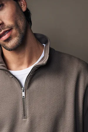 Next Quarter Zip Textured Funnel Sweatshirt