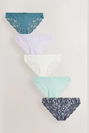 Next Pastels Brazilian No VPL Lace Back Briefs 5 Pack