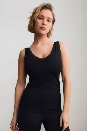 Next Cotton Lace Trim Strappy Vests 2 Pack