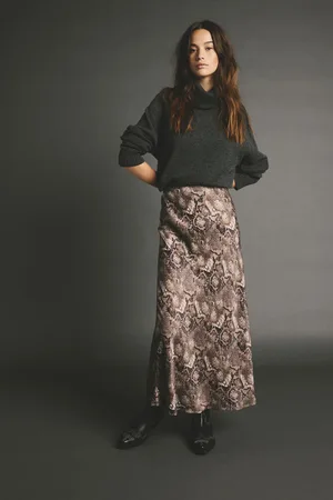 Next Snake Printed Satin Midi Skirt