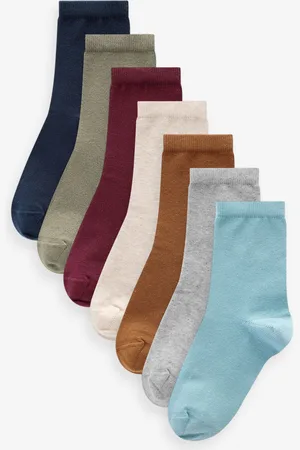 Next Red/Yellow/ Cotton Rich Plain Socks 7 Pack