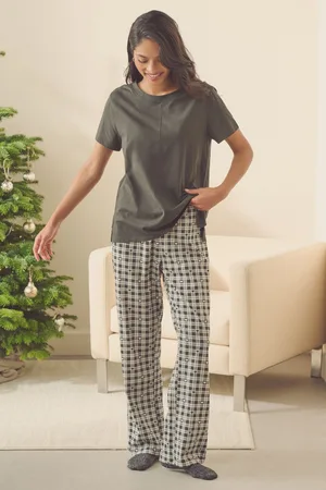 Next Charcoal Gingham Heart 100% Cotton Short Sleeve Pyjamas