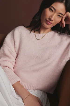 Next Blush Soft Touch Bardot Off The Shoulder Knitted Jumper with Alpaca
