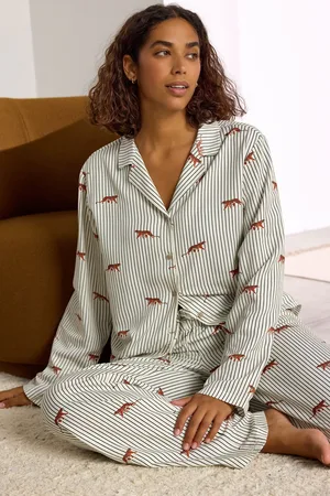 Next Ecru Pinstripe Button Through Pyjamas