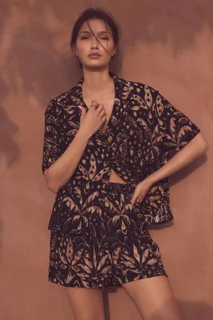 Next /Brown Print Broderie Holiday Shorts