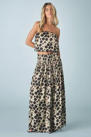 Next Glossy Satin Printed Pleat Maxi Skirt
