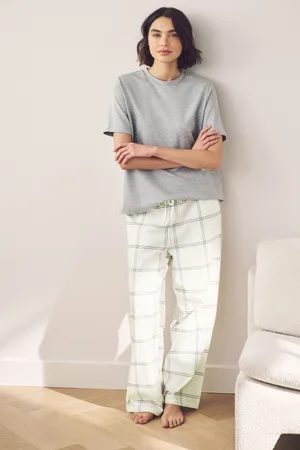 Next Ecru Check Soft Pyjama Bottoms with Wool