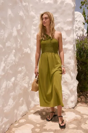 Next Shirred One Shoulder 100% Cotton Midi Dress
