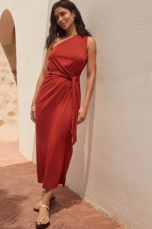 Next Rust One Shoulder Summer Midi Dress