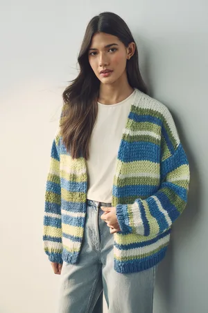 Next Stripe Soft Touch Fuzzy Knitted Cardigan