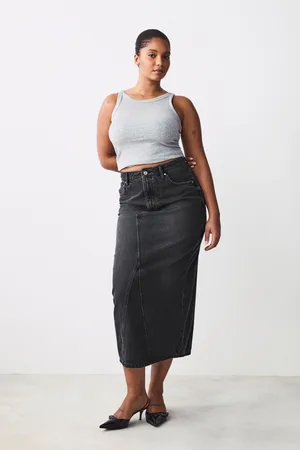 Next Hourglass Maxi Back Split Denim 100% Cotton Skirt