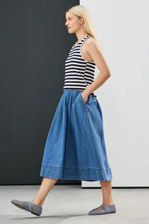 Next Mid Denim Full A-line Denim 100% Cotton Midi Skirt