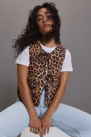 Next Animal Print Padded Reversible Tie Front 100% Cotton Gilet