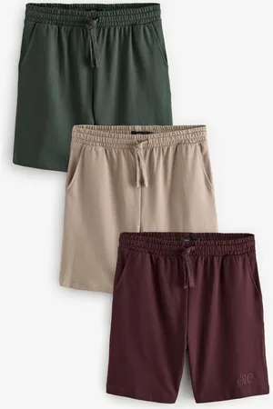 Next Red/ /Neutral Lightweight 100% Cotton Shorts 3 Pack