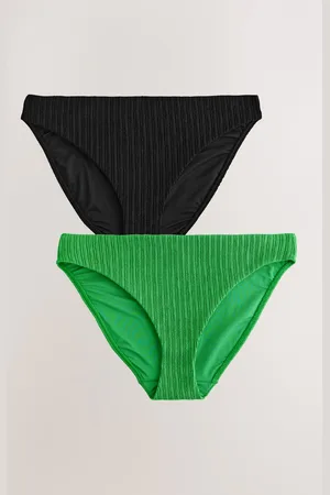 Next /Green Rib High Leg Bikini Bottoms 2 Pack