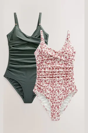 Next Ditsy Floral, Khaki Tummy Control Swimsuits 2 Pack