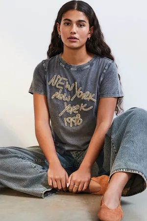 Next Washed New York Sparkle Washed 100% Cotton T-Shirt