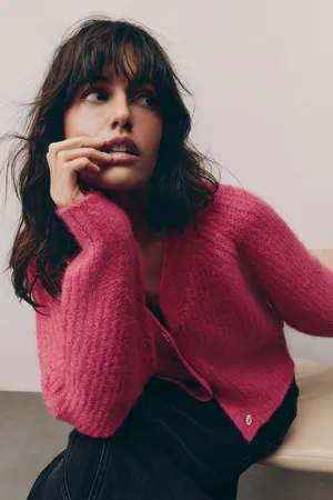 Next Bright Gem Button Chunky Knitted Cardigan with Wool